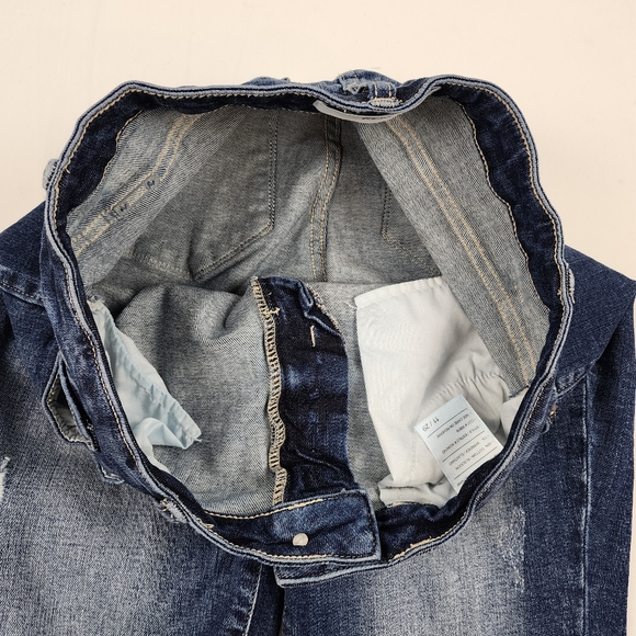 KanCan Jeans Womens 11/29 Mid Rise Fringe Ankle Skinny Distressed Blue (29x25) - Picture 8 of 12